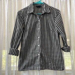 Vintage Ann Taylor 100% Cotton Gingham Button Up Shirt.
